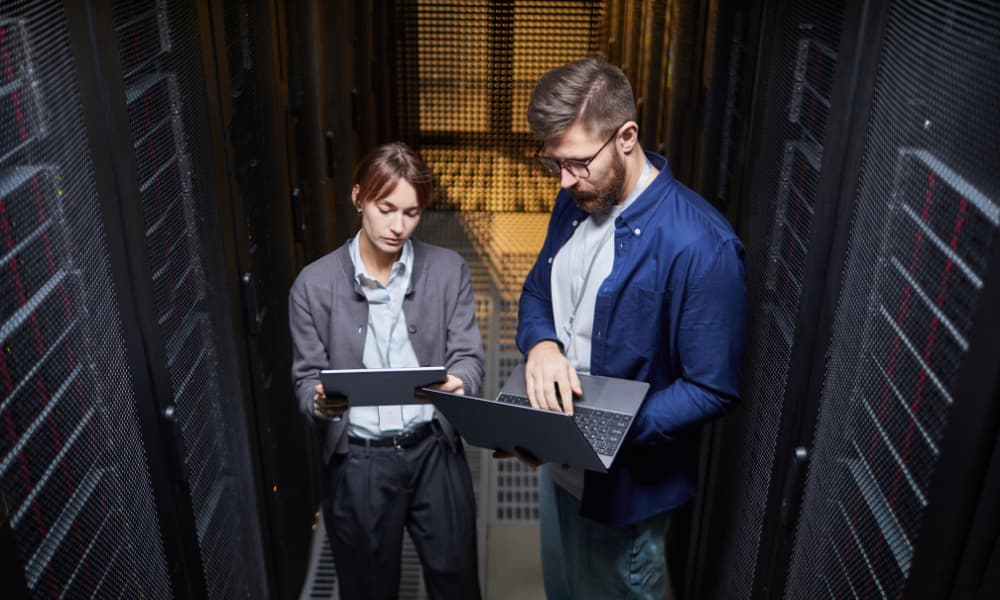 Two technicians delivering local I.T. support in Tacoma.