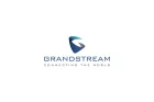 A logo with a blue gradient, stylized triangular shape above the bold blue text "GRANDSTREAM." Below the main text is the tagline "CONNECTING THE WORLD" in smaller blue letters. The design is set against a white background.