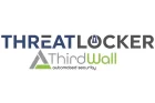 Logo with the text "THREATLOCKER" in blue and gray, with a padlock inside the letter "O." Below it, the text "ThirdWall" in gray and green, followed by "automated security." The "A" in "ThirdWall" is stylized with a triangular design.